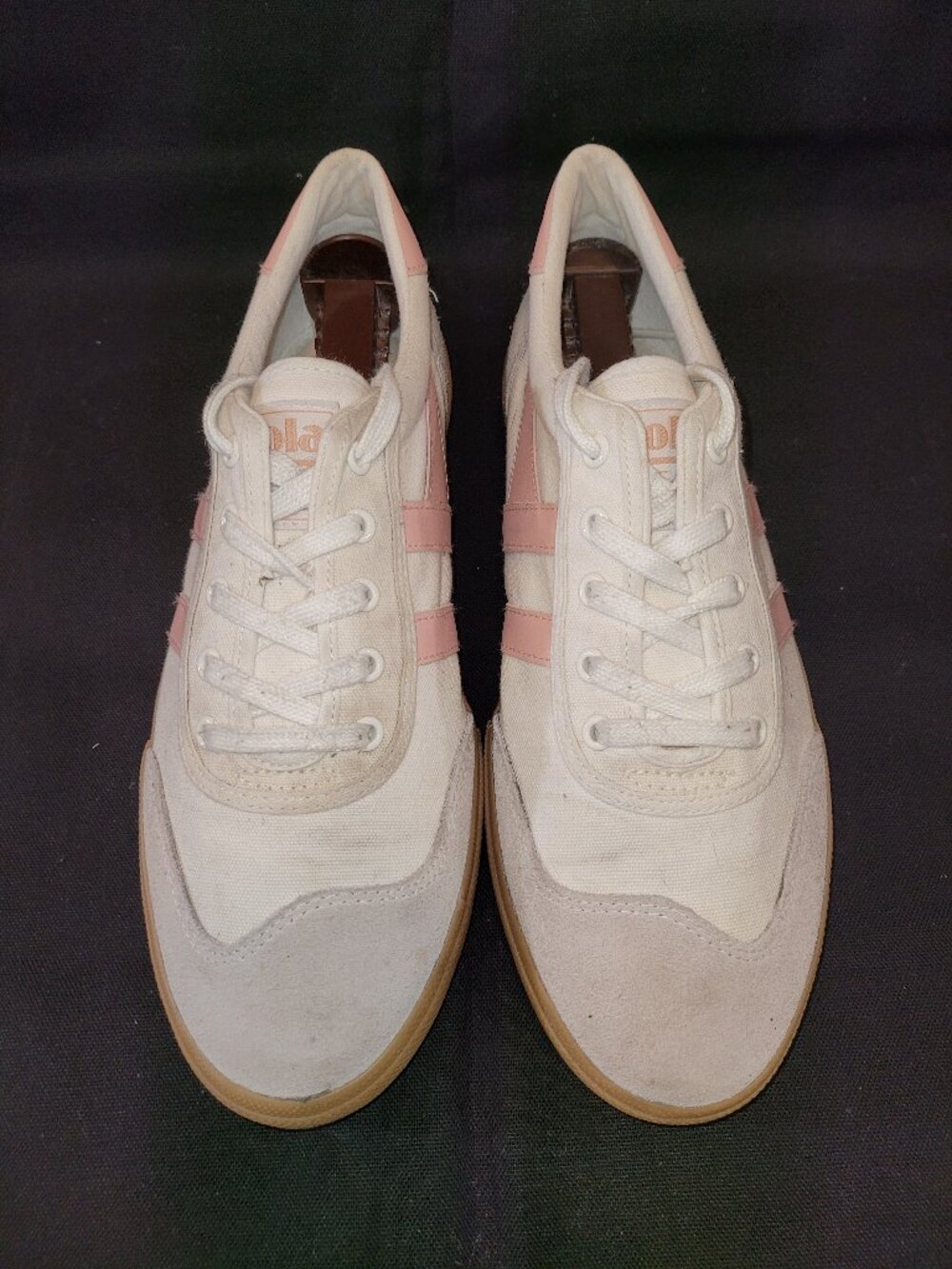 Gola Badminton Plimsoll Off White and Pearl Pink Suede Sneakers Women's Size 9 - Picture 3 of 14